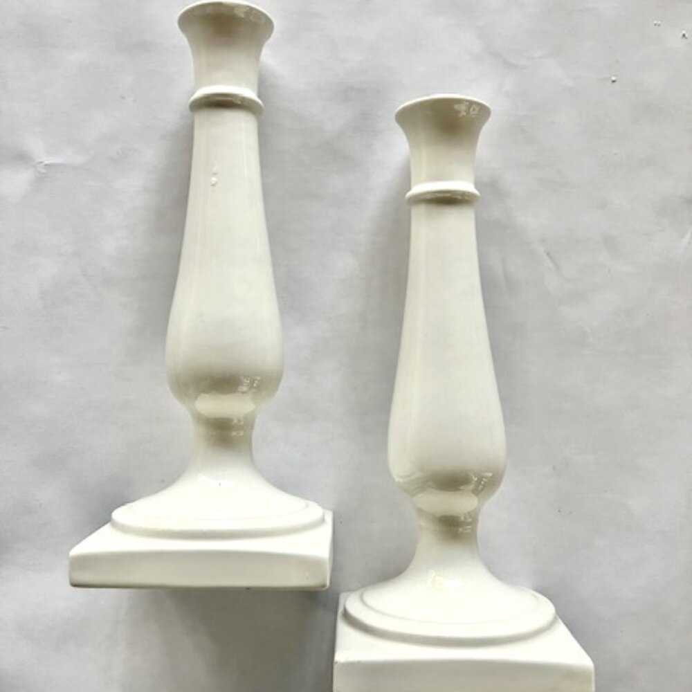 Red-Cliff White Ironstone Candlesticks.